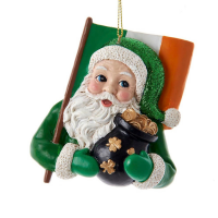 IRISH SANTA WITH FLAG ORNAMENT